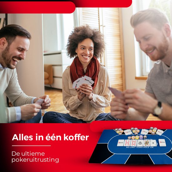 7DEUCE Poker Set - Starter Set - 300 Chips - Stoff - Pokerchips - Poker - Erwachsene