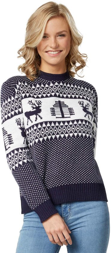 dressforfun - Weihnachtspulli Winter Wonderland blau-weiß für Damen L - kostüm kostüm halloween verkleiden partywear karneval kostüm karneval partywear - 303352