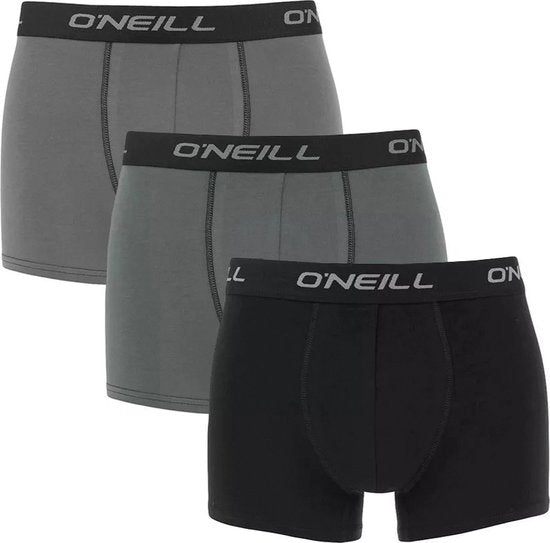 O'Neill Herren Boxershorts Trunks 900003 Solid Grau/Schwarz 3er-Pack - Größe S
