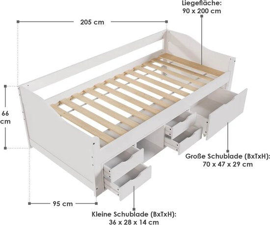 Einzelbett Nalu - Weiß - 90 x 200 cm