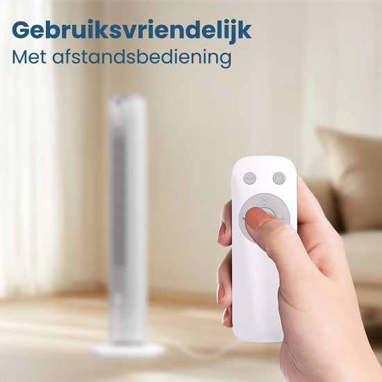 Auronic Tower Fan - Bodenventilator - Luftkühler - Standventilator - 105 CM - 5 Geschwindigkeiten - Mit Fernbedienung - Leiser Ventilator - Ventilator - 45 dB - Weiß