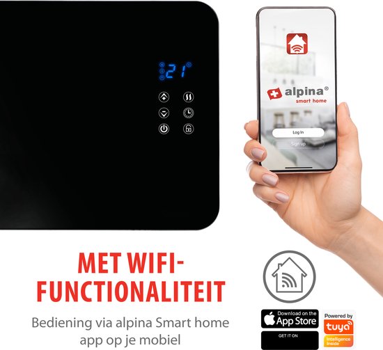 alpina Elektrokonvektor 2000W - Flächenheizung mit einstellbarer Temperatur - Timerfunktion