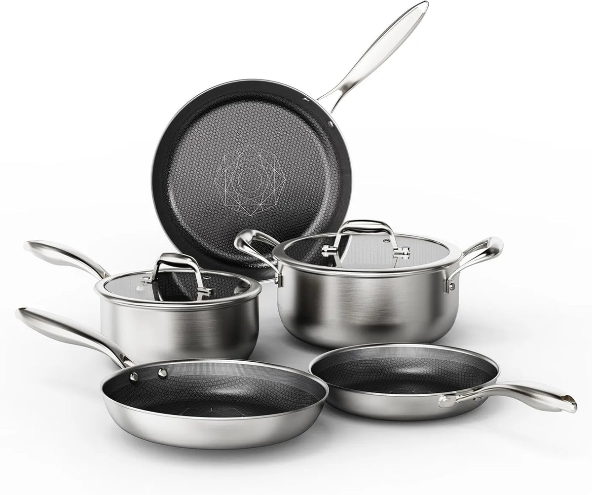 Cooker King 7-teiliges Kochgeschirrset – Edelstahl – Tri-Ply, induktions- und ofengeeignet