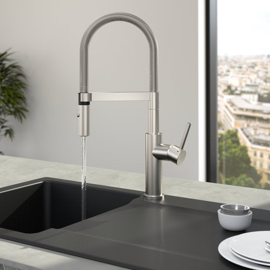 Villeroy & Boch Steel Expert 2.0 Küchenarmatur - Mit flexiblem Auslauf und herausziehbarem Brausekopf - Edelstahl