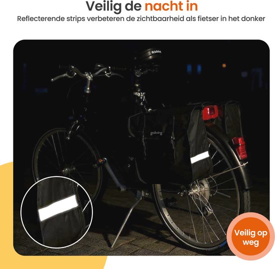 Goliving Fahrradtasche 45 Liter - Doppelte Fahrradtaschen - Wasserdicht - Mit Reflektoren - Elektrofahrräder - Schwarz