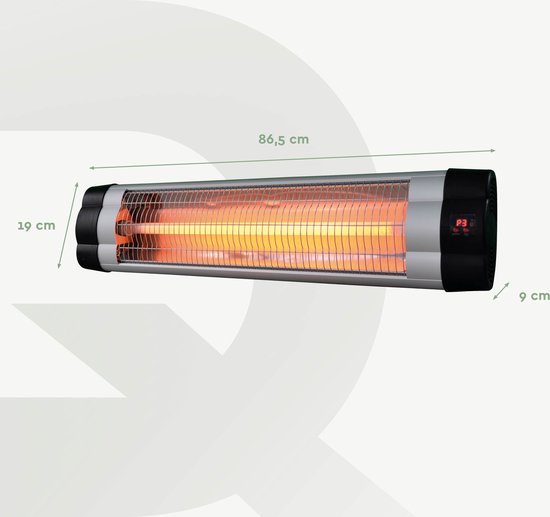 BRASQ - Elektrischer Terrassenheizer Pendant PHW200 - Infrarotheizung 2500W - mit Fernbedienung und Timer - 3 Heizstufen - spritzwassergeschützt - Schwarz