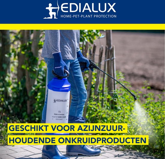 Edialux Coral 5-Liter-Drucksprühgerät, Drucksprühgerät für Reinigungs-, Desinfektions- und Gartenarbeiten, geeignet für Bleichmittel, Reinigungsessig, Herbizide, braune Seife, Soda, austauschbare Teile