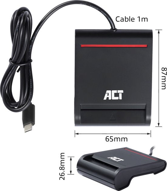 ACT Externer USB-C-Smartcard- und eID-Kartenleser, geeignet für belgische Personalausweise AC6020
