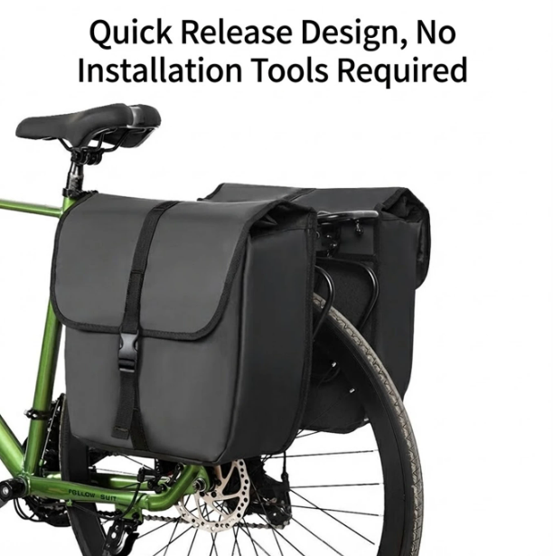 Costic wasserabweisende Fahrradtasche – Schwarz – 35 x 17 x 39 cm – Schnellverschlusssystem