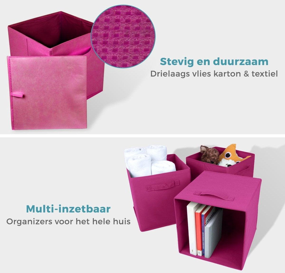 LifeGoods Kleiderschrank-Organisatoren - 6 Stück - 20L - Textil - Rosa