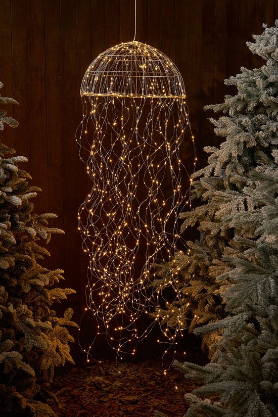 Luca Lighting Kronleuchter „Kwal“ mit warmweißer LED-Beleuchtung – H 150 x Ø 45 cm – Silber