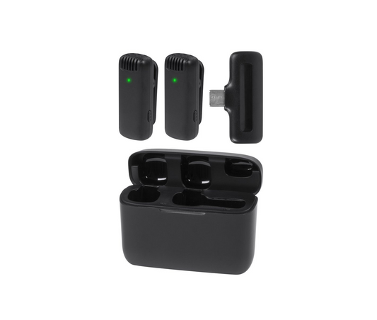Nuvance - Drahtloses Mikrofon - 2 Stück mit Ladekoffer - Tie Pin Mikrofon - Usb C - Lavelier Mikrofon - Plug & Play