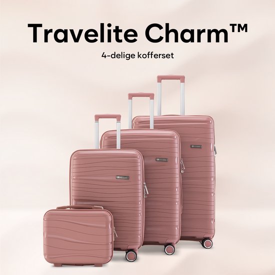 SKYCASES Travelin' Charm - 24-inch Medium Reisekoffer - Zahlenschloss - 41x24x69 cm - 68L - Leicht, Wasserdicht & Langlebig - Pink