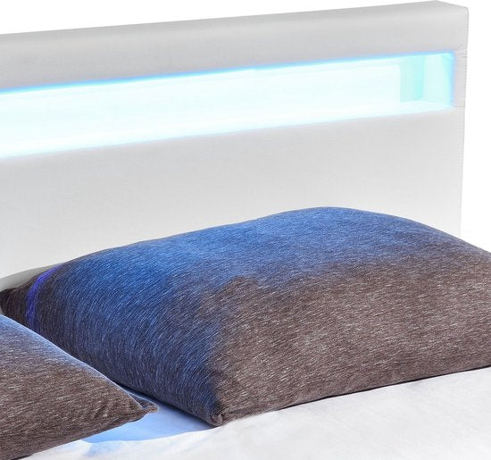 Polsterbett Paris - 140 x 200 cm - Weiß - LED-Beleuchtung