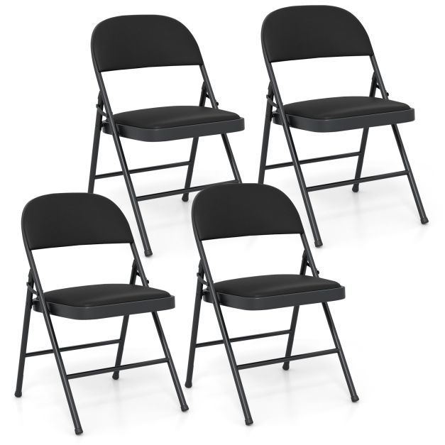 Coast Klappstühle mit Polsterung – 4er-Set – 47 x 45 x 79 cm – Schwarz