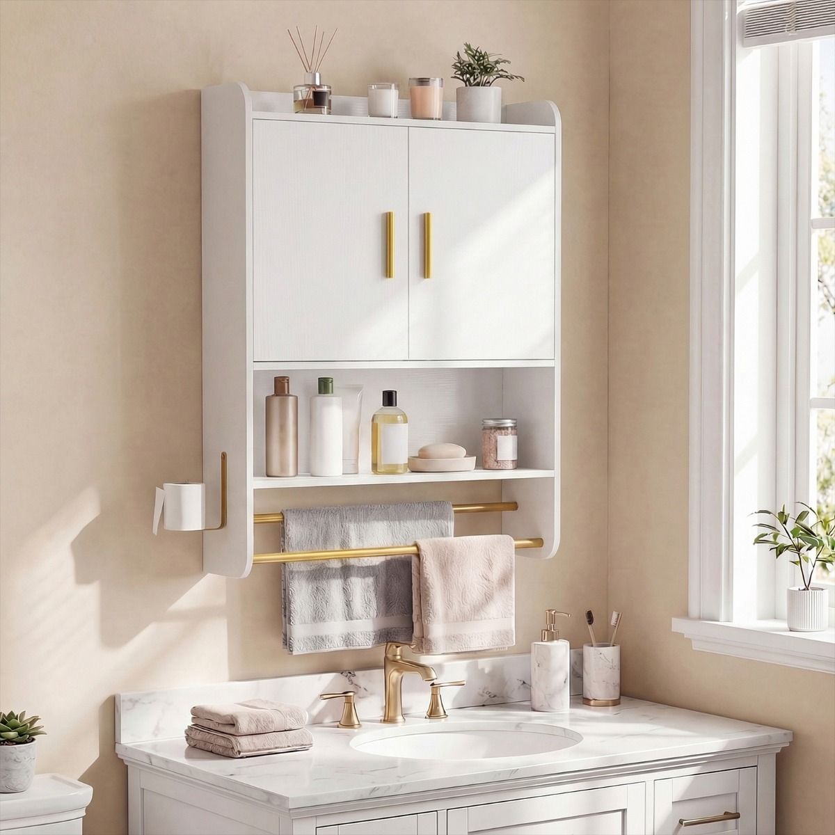 Coast Hängeschrank für das Badezimmer – zwei Türen – verstellbare Einlegeböden – schwarz/weiß – 55 x 20 x 80 cm