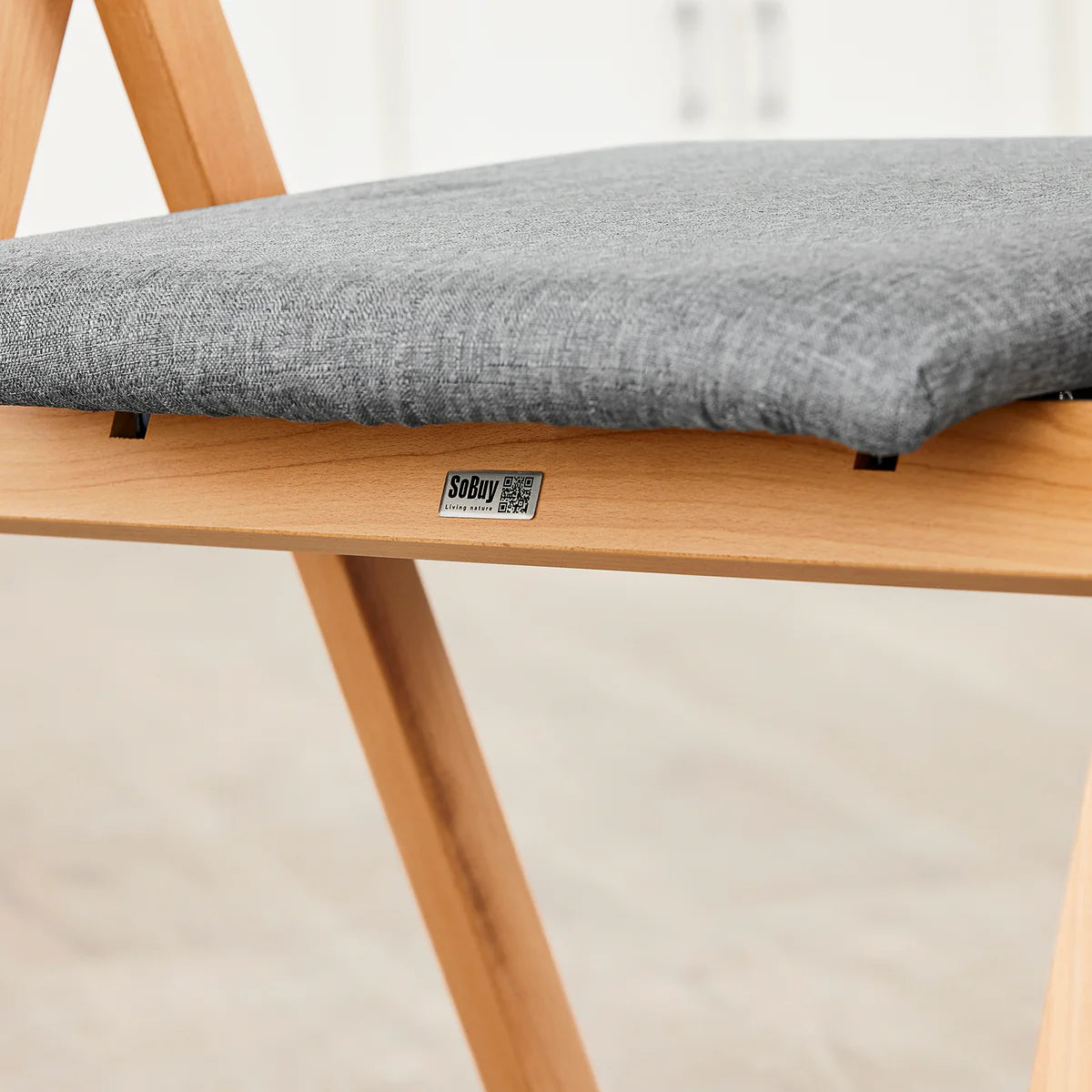 SoBuy FST98-HG Klappbarer Esszimmerstuhl aus Holz mit Kissen – Klappstuhl aus massivem Buchenholz – Grau
