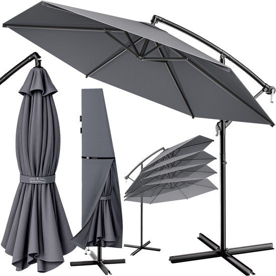 Kingsleeve Schwebeschirm – Ø 300 cm, UV-Schutz 80+ – Anthrazit