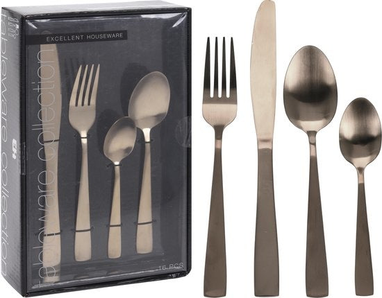 Excellent Houseware Besteckset - 16 Teile - Gold matt