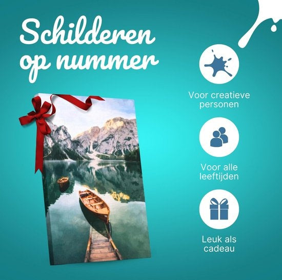 Rubye Malen nach Zahlen Erwachsene - See und Berge - inklusive Pinsel - Leinwand Malen nach Zahlen - 40x50cm