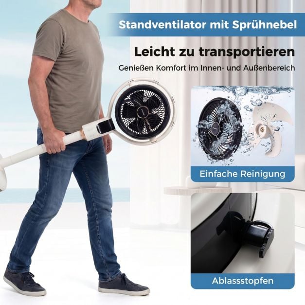 Coast Vernebelungsventilator mit Fernbedienung – 65–98 cm – 1,7 l – Weiß
