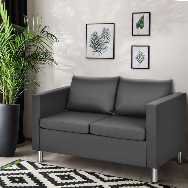 Coast Zweisitzer-Sofa - 120x60x62,5 cm - Leder - Grau