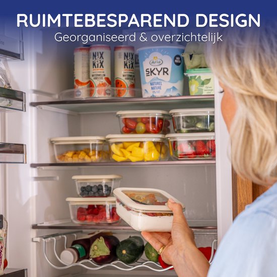 Safecourt Frischhaltebehälter - komplett aus Glas (100% frei von Mikroplastik) - backofen-, gefrierschrank-, mikrowellen- und spülmaschinenfest - 8x 1040ml Set