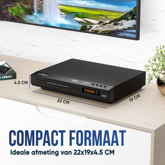 Strex DVD-Player - Mit HDMI - Full HD 1080P - Fernbedienung - USB & RCA - Region Free - Schwarz