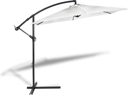 Luxuriöser schwimmender Sonnenschirm | Hängeschirm | Stahlgestell | Polyester | Creme | Ø300 cm