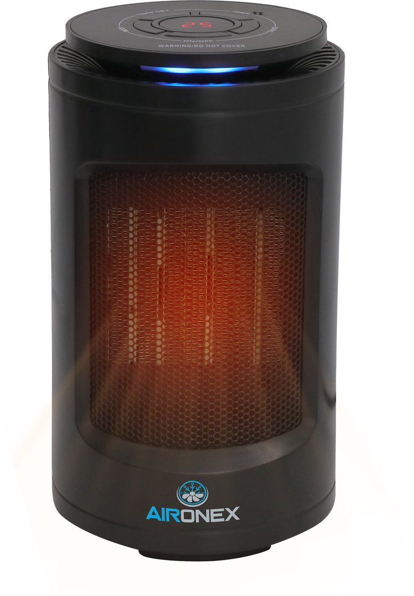 Aironex - Keramikkocher - Modell K1000 - 1200 W - Mit Fernbedienung & LCD-Display - Fallschutz & Drehbar - Kunststoff - Schwarz