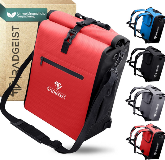 RADGEIST Gepäckträgertasche für Fahrradträger - Tasche für Fahrradträger - Gepäcktasche wasserdichte Umhängetasche (Rot 20L, Single)