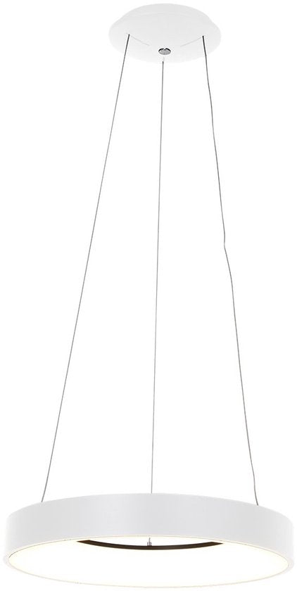 Hängeleuchte Ringlede 2695W, weiß, rund, 48 cm, elektrisch höhenverstellbar, aus Kunststoff und Metall, Steinhauer Modern