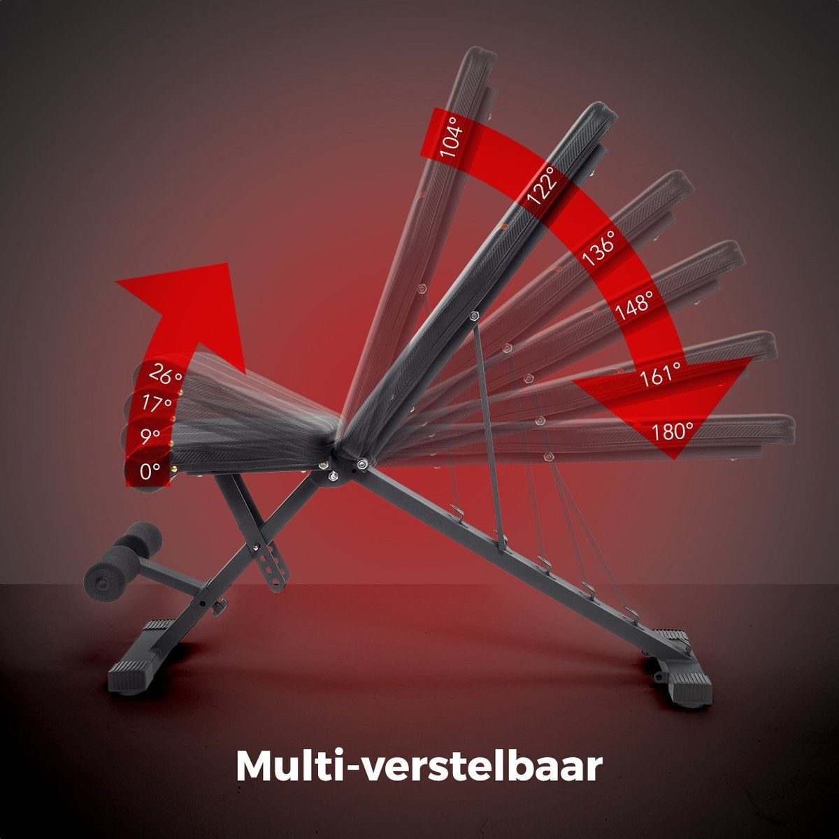 LifeGoods Fitness Hantelbank - Fitnessbank - einstellbar - faltbar - schwarz/rot