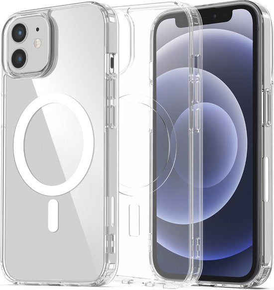 Podec Magsafe-Hülle, passend für das iPhone 12 Mini – mit 3x Displayschutzfolie + 3x Kameraschutz – magnetisch mit Ring, durchsichtig – transparente Handyhülle