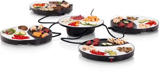 Princess Dinner4All 103080 – Gourmet-Set – Grill- und Backplatte – Extra langes 2-Meter-Kabel – Für 4 Personen – Spülmaschinenfest – PFAS-frei – Erweiterungsset erhältlich