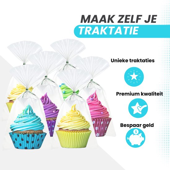 Feestio Partytüten Transparent - Treat Bags Kinderparty - Cellophantüten - Bonbontüten - Geschenktüten