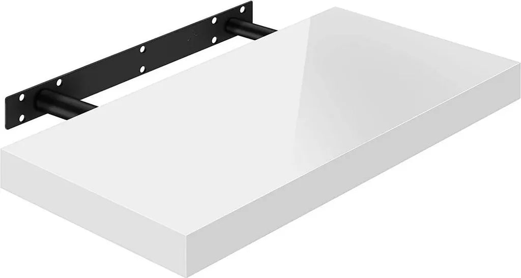 WOLTU Volato Wandregal Weiß - Schwebendes Hochglanzregal für Bücher und Dekorationen - 40 x 22,9 x 3,8 cm