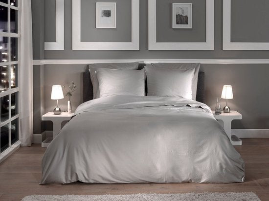 Heckettlane Bettbezug „Punto“ – Bettwäsche mit Punkten – 260 x 200–220 cm – Einzelbetten XL – Grau – Bettbezug aus 100 % Baumwollsatin