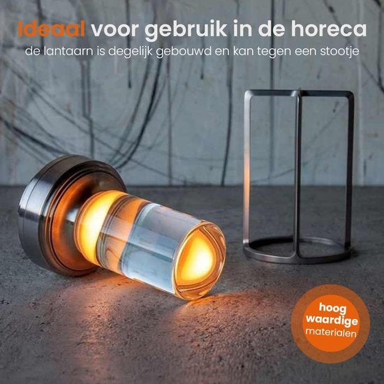 Goliving Tischlampe Wiederaufladbar - Laterne - Kabellos und dimmbar - Moderne Berührungslampe - Nachtlampe für das Schlafzimmer - 17,5 cm - Gold