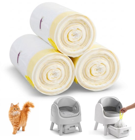TrevoPet® Katzentoilettenbeutel – 60 Stück auslaufsichere Müllbeutel – Müllbeutel für selbstreinigende Katzentoiletten – 3 Rollen