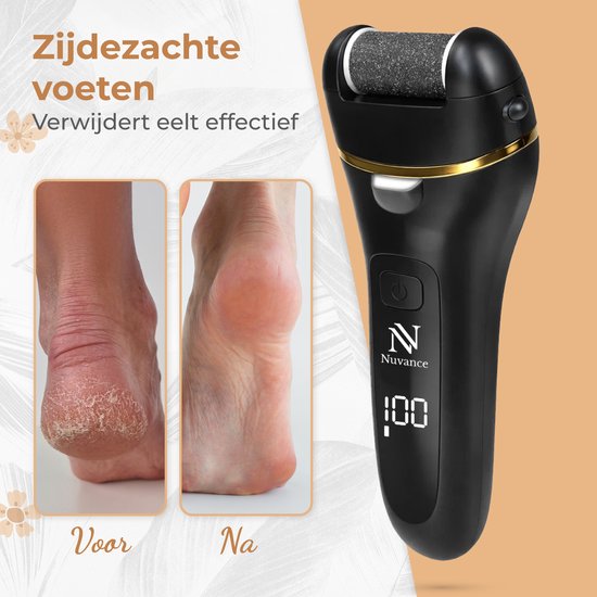 Nuvance Hornhautentferner – Elektrisches Pediküre-Set – 18-teilig – Elektrischer Hornhautentferner – Fußfeile – Professionell – Schwarz