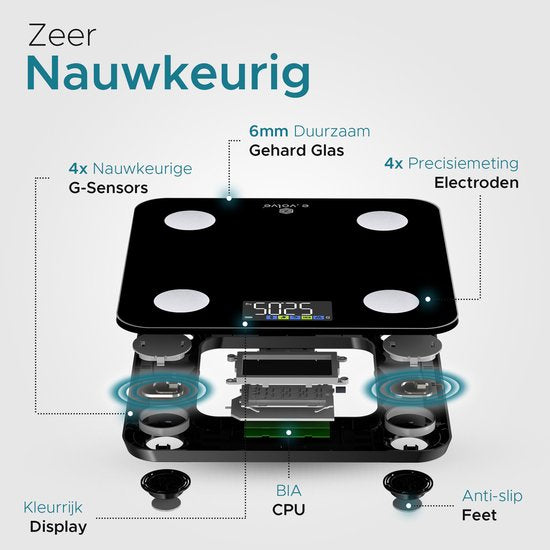 e.volve Waage Personenwaage Digital - 20 Messungen - Intelligente Waage mit Körperanalyse - Farbbildschirm - Präzisionswaage - Waage - Digitalwaage - Inkl.