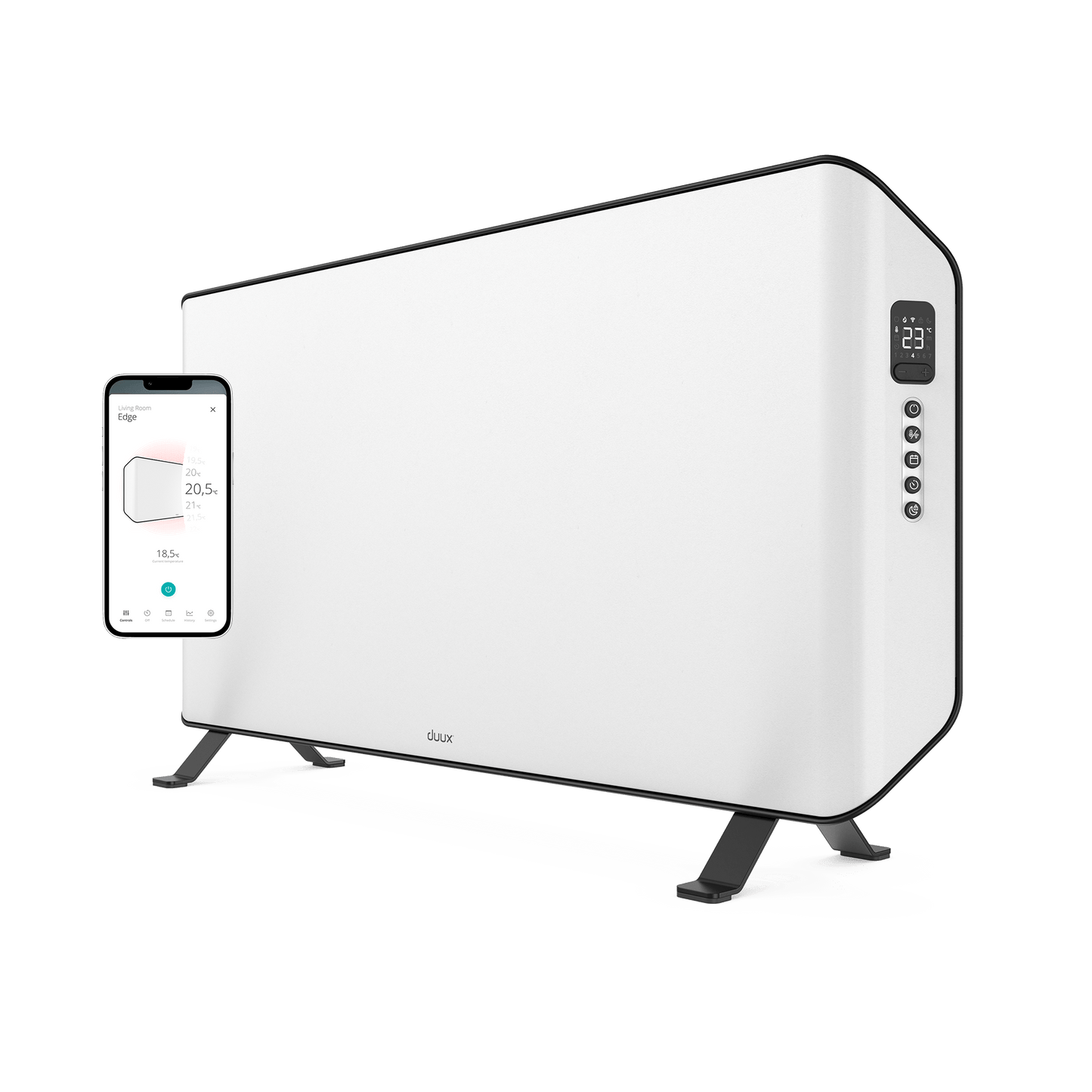 Duux Edge 2000 Smart Konvektor Heizung - Mit Timer & Eco-Modus - 2000 W - Weiß