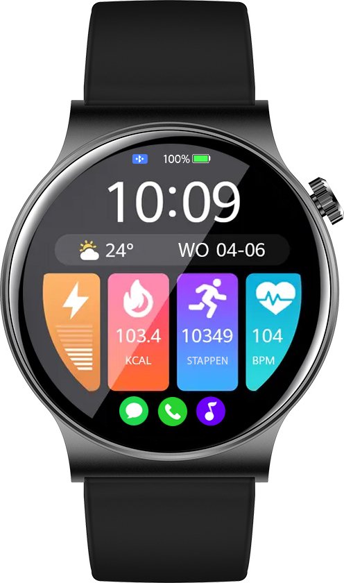 OOQE WATCH CS PRO - Smartwatch für Damen und Herren | Geeignet für iOS und Android | 10 Farben | HD | Benachrichtigungen | Gesundheitsanalyse | Sportanalyse | GPS-Verbindung | Anrufe | Musik/Audiohören | Spiele | Ergonomisch | Niederländische Sprache | Bl