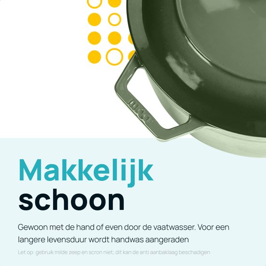 MOA Gusseisen-Kasserolle - 5,7L - Für alle Wärmequellen inkl. Induktion - Mit Deckel - Ø 26cm - Antihaftbeschichtung - Grün