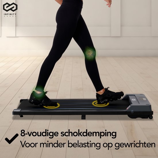 Infinity Goods Laufband für Zuhause - Mit Bluetooth - 1-6 km/h - 120 x 53 x 12 cm - Anthrazit