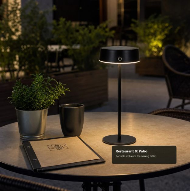 Arlgsite Solar-Tischlampe – kabellos – über USB-C aufladbar – dimmbar – 3 Lichtmodi