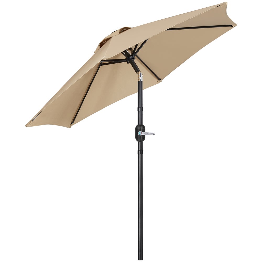 Yaheetech schwenkbarer Sonnenschirm mit Kurbel – Ø 226 cm – hellbraun