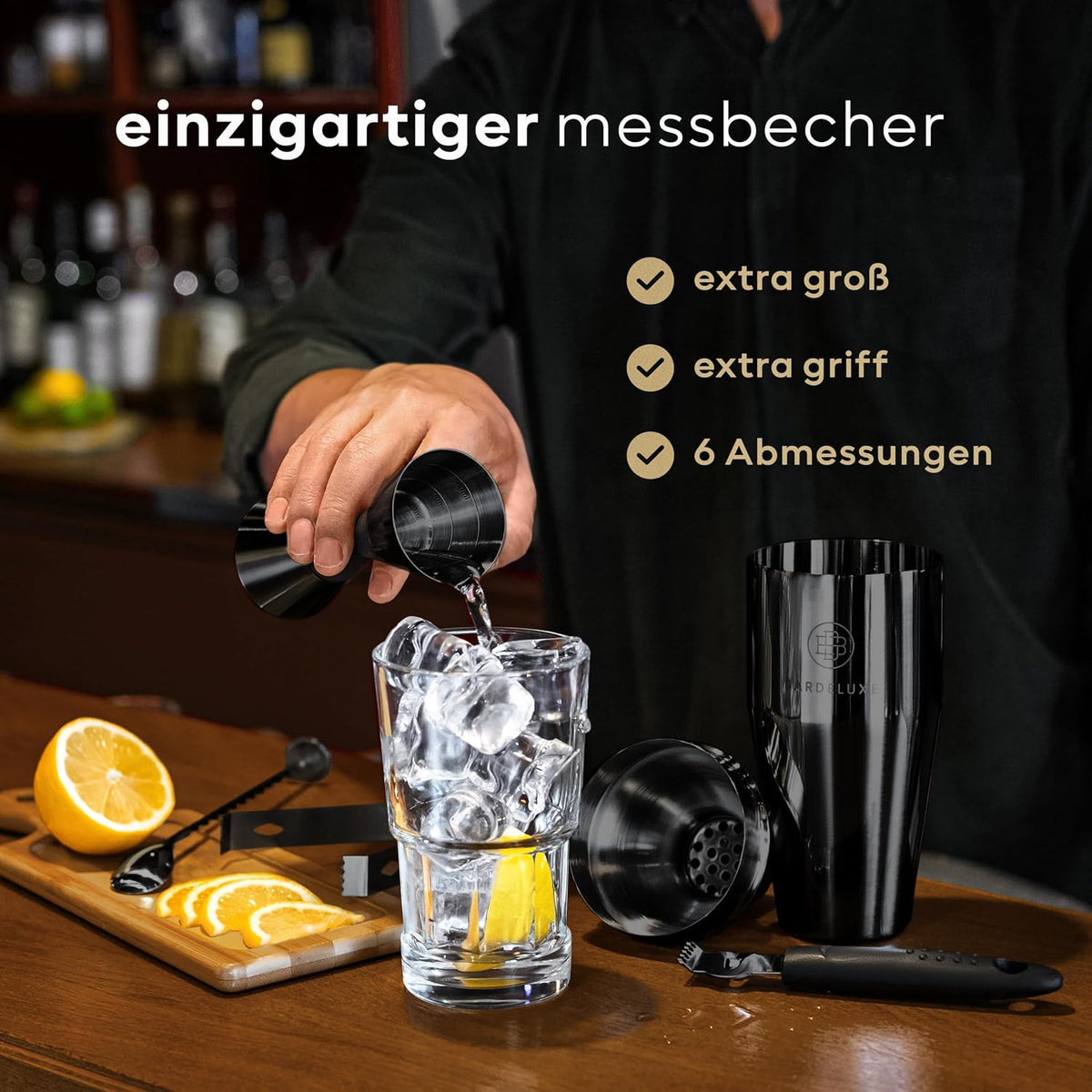 BarDeluxe Cocktail-Set, 12-teiliges Barkeeper-Set – Edelstahl-Shaker 750 ml