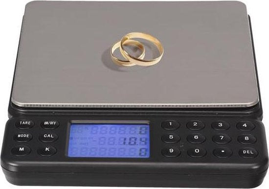 Perel Präzisionswaage, digital, 0,1 g bis 2 kg, Tarafunktion, automatische Abschaltung, hintergrundbeleuchtetes LCD-Display